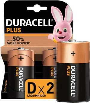 (1 Confezione) Duracell Plus Batterie 2pz Torcia LR20 MN1300 D Alcaline - min. ordine 4pz