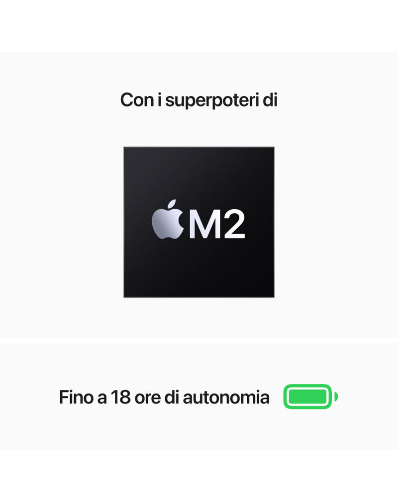 MacBook Air 13'' Apple M2 8-core CPU e 8-core GPU, HD 256GB - Mezzanotte