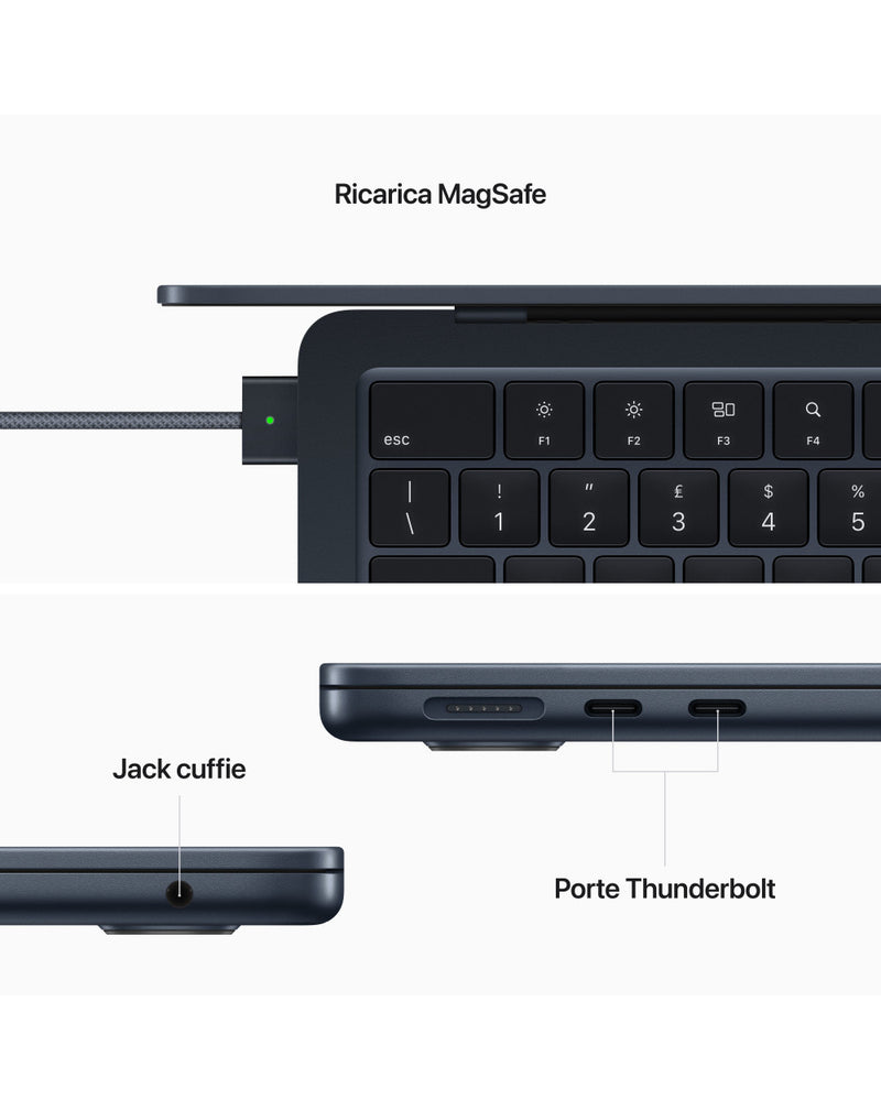 MacBook Air 13'' Apple M2 8-core CPU e 8-core GPU, HD 256GB - Mezzanotte