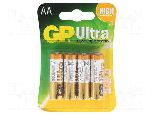 250 PZ GP Battery (AA) Alkaline ULTRA LR6/AA 15AU-U4, (4 batteries / blister) 1.5V