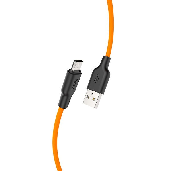 Cavo dati/ricarica X21 Plus "Silicone" nero/arancio micro USB 1m 2.4A