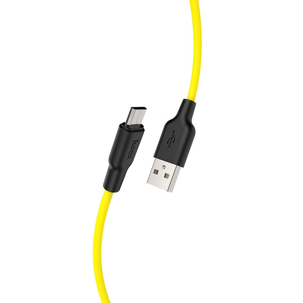 Cavo dati/ricarica X21 Plus "Silicone" nero/giallo micro USB 1m 2.4A
