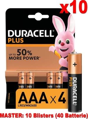Duracell Plus Batterie 4pz MiniStilo LR03 MN2400 AAA (10 Confezioni)