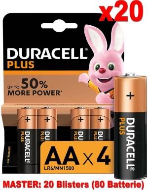 Duracell Plus Batterie 4pz Stilo LR6 MN1500 AA (20 Confezioni)