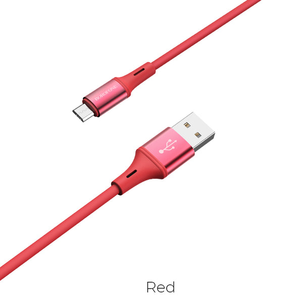 Cavo dati/ricarica silicone BU24 Cool rosso micro USB 1.2m 2A [10pz]