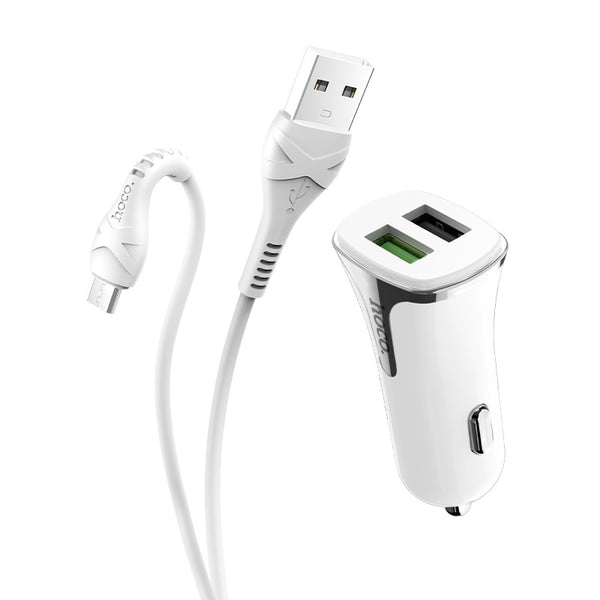 Alimentatore auto Z31 "Universe" bianco 2x USB QC3 18W cavo micro USB