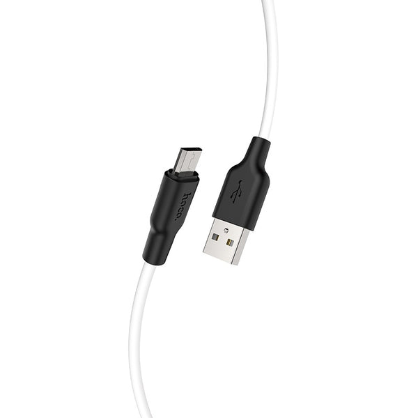 Cavo dati/ricarica X21 Plus "Silicone" bianco/nero micro USB 1m 2.4A