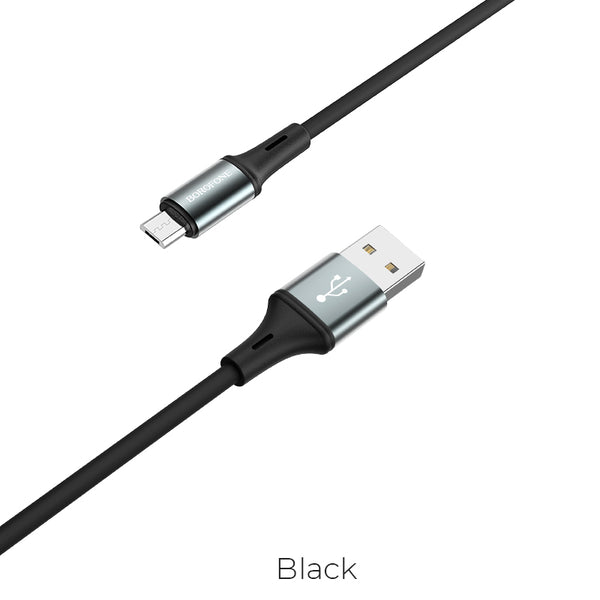 Cavo dati/ricarica silicone BU24 Cool nero micro USB 1.2m 2A [10pz]