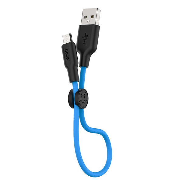 Cavo dati/ricarica X21 Plus "Silicone" nero/blu micro USB 25cm 2.4A