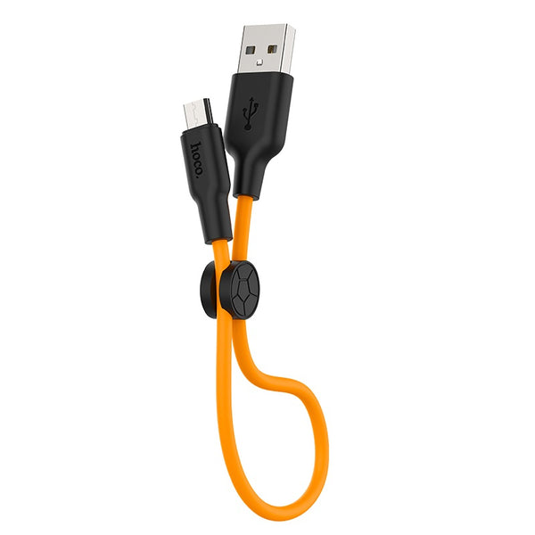 Cavo dati/ricarica X21 Plus "Silicone" nero/arancio micro USB 25cm 2.4A
