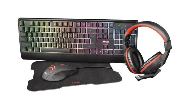 KIT TRUST TASTIERA + MOUSE + PAD + CUFFIE GAMING 4IN1 (24234)