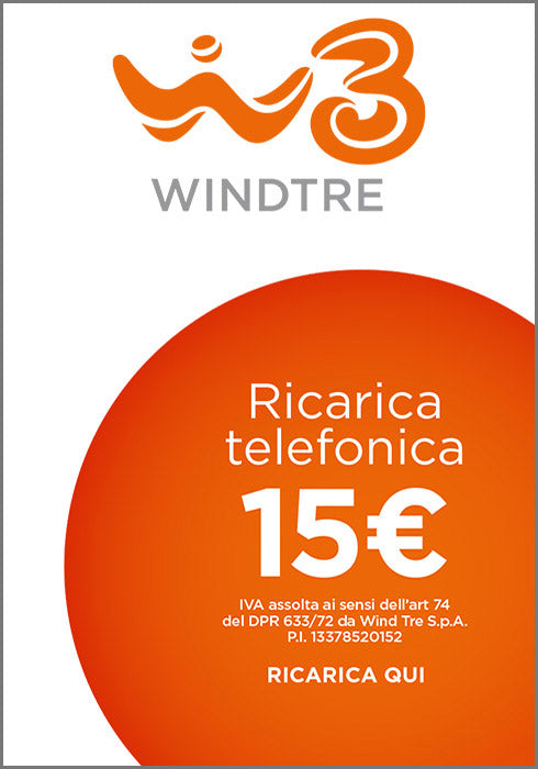 PIN Wind Tre Ricarica 15 Euro