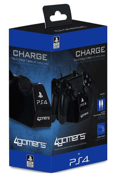 4GAMERS PS4 Cavo Twin Play and Charge Black